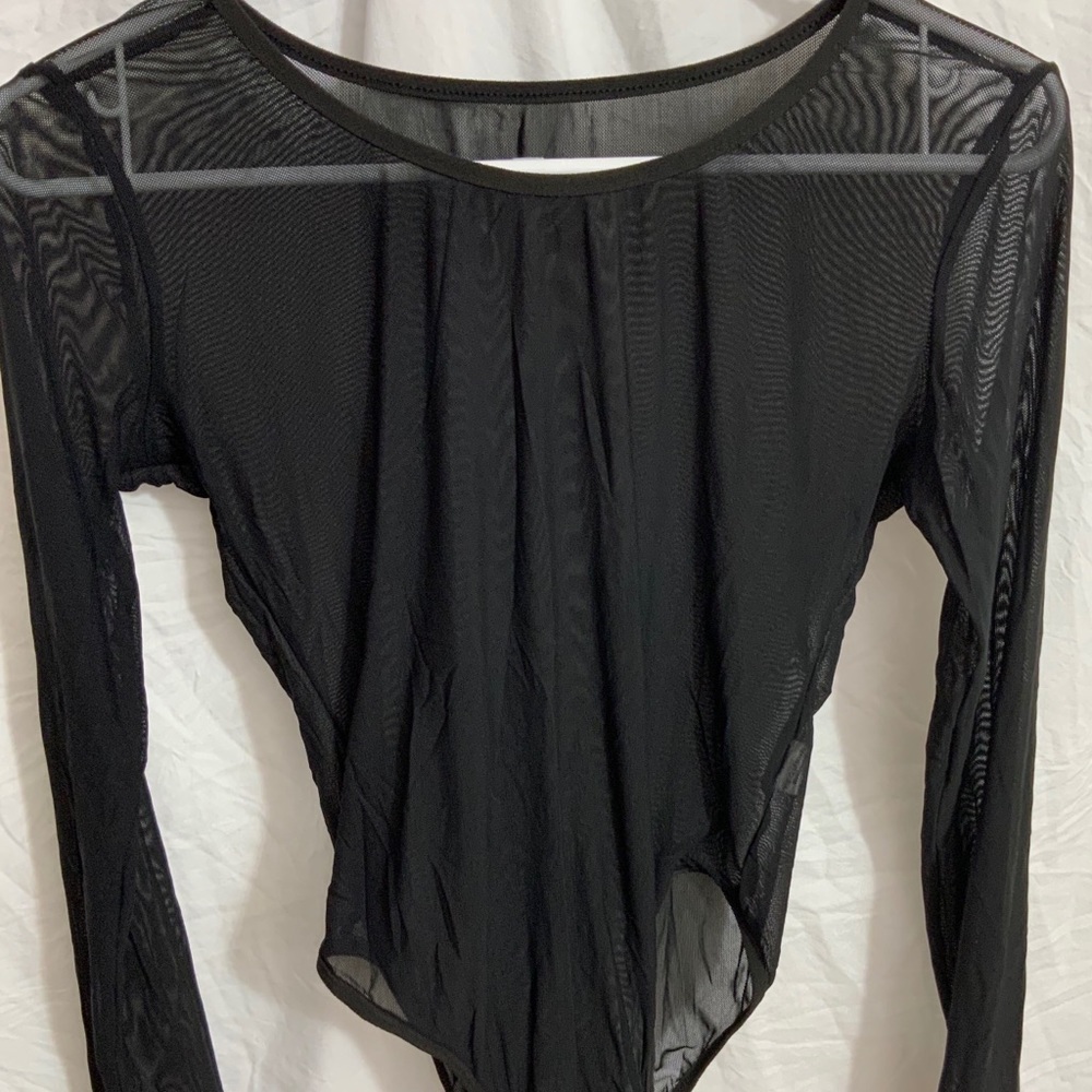 Sheer black long sleeve bodysuit